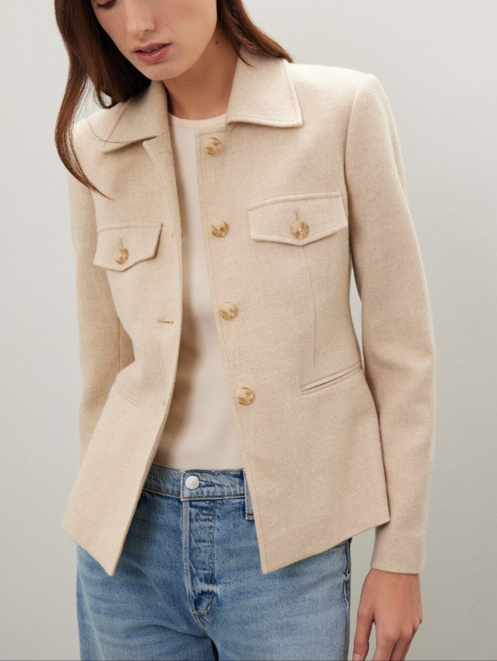 Derek Lam 10 Crosby Jasper Utility Jacket Blazer Long Sleeves Collar Size 4